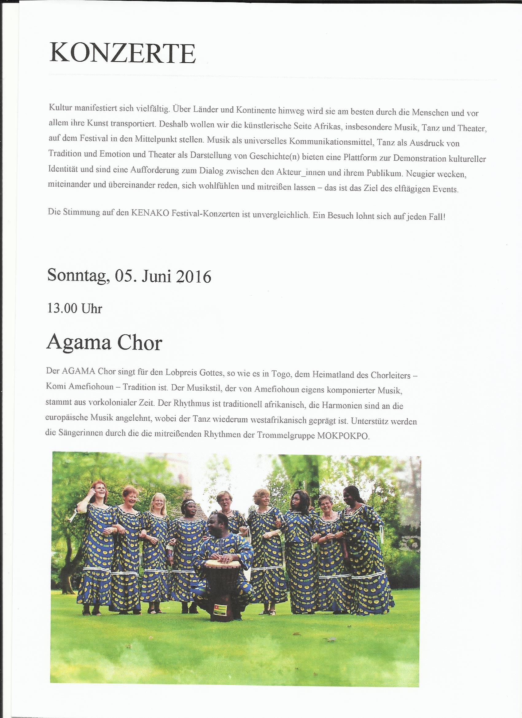 Vorankündigung - Konzert am 5. Juni 2016 Beim KeNaKo-Festival i